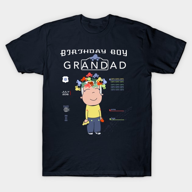 Grandad of the Birthday Boy T-Shirt - Matching "Birthday Boy Cars Cars Cars" T-Shirt T-Shirt by Luli and Liza